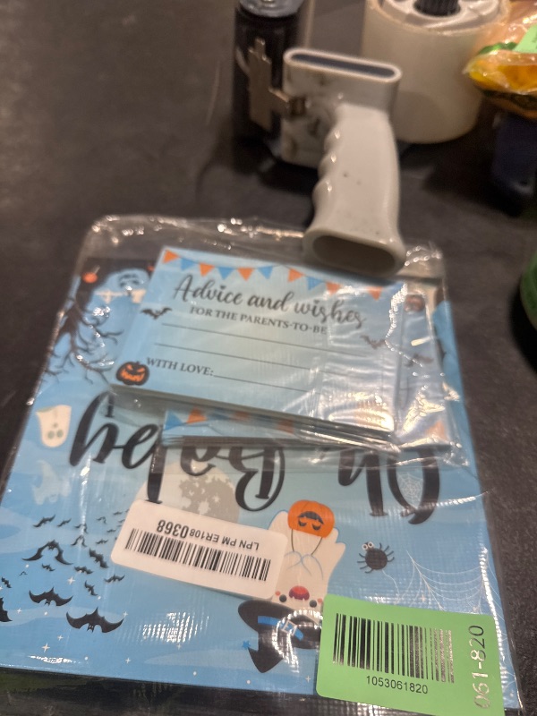 Photo 1 of 51Pcs Halloween Diaper Raffle Tickets with Box A Little Boo is Almost Due Baby Shower Party Decorations Baby Shower Game Kit for Boys Blue Halloween Gender Reveal Party Invitation Supplies Favors