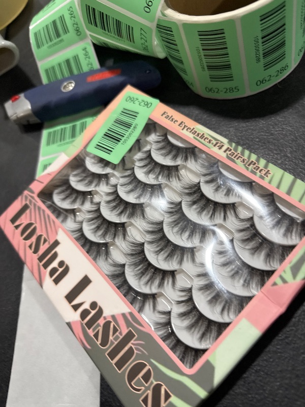 Photo 1 of Losha Eyelashes Natural Look Faux Mink Lashes Pack Handmade Fluffy False Eyelashes 14 Pairs Cat Eye Lashes (54)