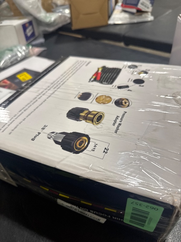 Photo 1 of POHIR 3/8 Inch Pressure Washer Hose 25 FT with Adapter Set, 4800PSI Hot and Cold Water Max 248°F, High Tensile Wire Heavy Duty Commercial Grade Hose, 2pcs M22 14mm to 3/8 Quick Connect Accessories