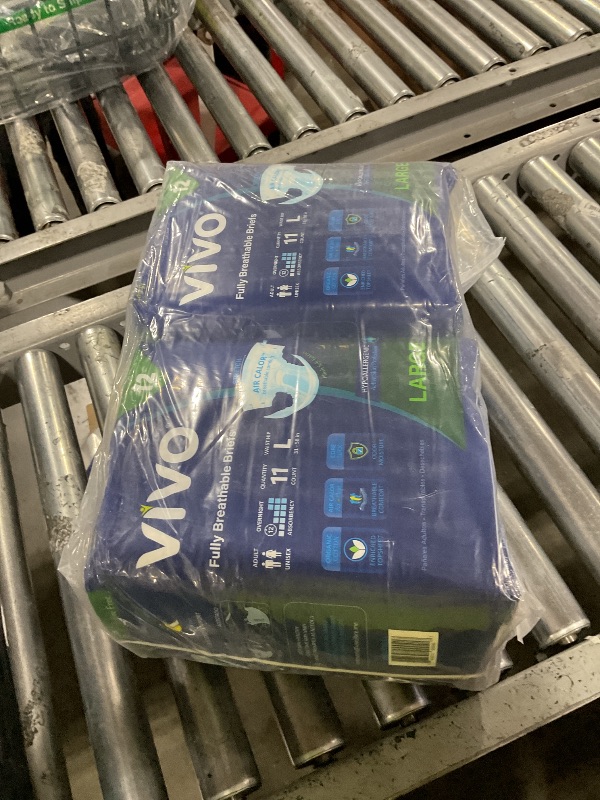Photo 1 of VIVO Organic Cotton Overnight Sensitive Skin Adult Incontinence Diaper Briefs with Tabs, Large 2 Packs of 11
