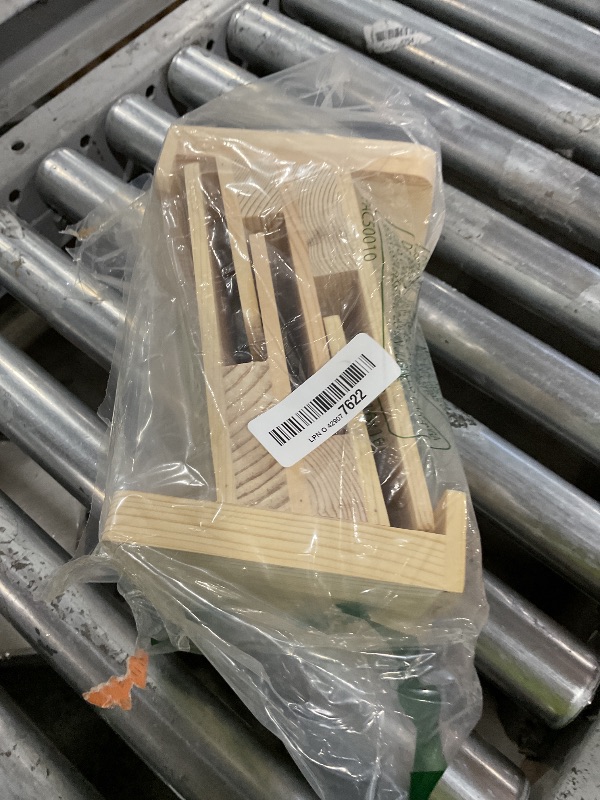 Photo 1 of 2 Pieces 3-Tier Pine wooden brochure holder 6 x 9 Wood Literature Holder Pamphlet Display Stand flyer holder postcard holder for Pamphlet Magazine Booklets Menu