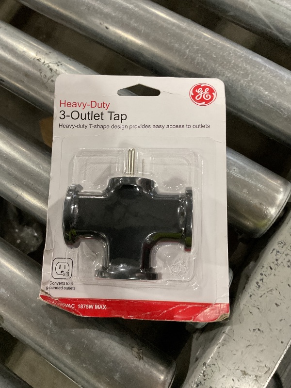 Photo 1 of GE 3-Outlet Grounded T-Shaped Tap Adapter, Heavy Duty, Black, 50872