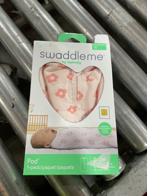 Photo 1 of SwaddleMe by Ingenuity Compression Baby Swaddle Pod, Two-Way Zipper for Easy Diaper Changes, Improves Sleep & Calms Startle Reflex, 0-2 Months, 1.0 TOG, 1-Pack - Flower Confetti