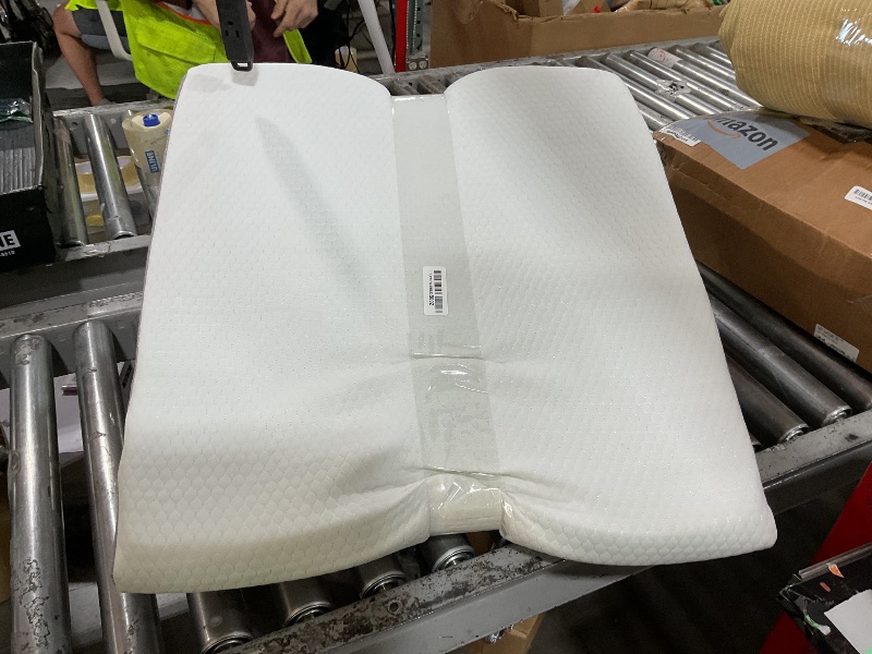 Photo 1 of Bedluxe Wedge Pillow, 12 inch Bed Wedge Pillow for Headboard, Pillow Wedge for Acid Reflux Relief, Sleeping, After Surgery, Snoring, Gerd, Triangle Pillow Wedge - Cooling Memory Foam Top, White/Grey