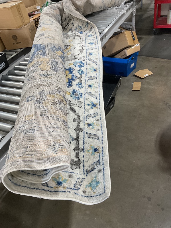 Photo 1 of White, Yellow and Blue Large Area Rug  For Living Room Decor (SIZE UNKNOWN)