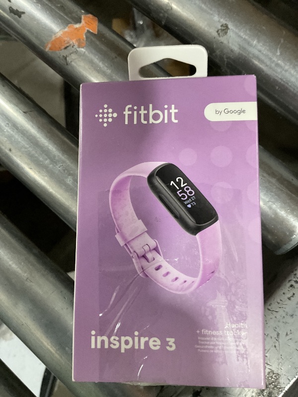 Photo 1 of Fitbit Inspire 3 Health &-Fitness-Tracker with Stress Management, Workout Intensity, Sleep Tracking, 24/7 Heart Rate and more, Lilac Bliss/Black, One Size (S & L Bands Included)