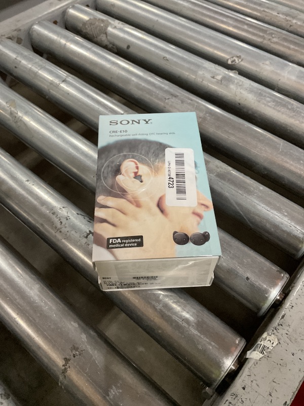 Photo 1 of Sony CRE-E10 Self-Fitting OTC Hearing Aids for Mild to Moderate Hearing Loss, Prescription-Grade Sound Quality, Comfortable Earbud Design, Bluetooth Enabled for iOS, and Rechargeable Battery, Black