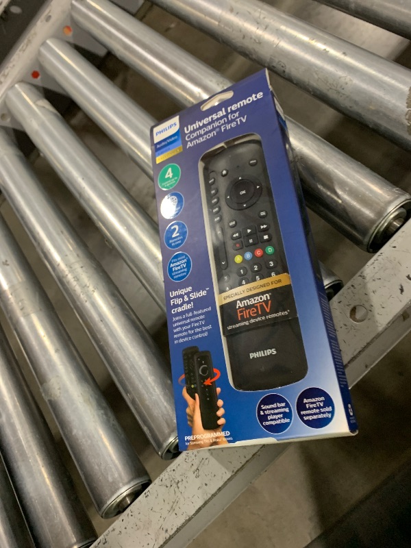 Photo 1 of Philips Universal Companion Remote Control for Samsung, Vizio, LG, Sony, Roku, Apple TV, RCA, Panasonic, Smart TVs, Streaming Players, Blu-ray, DVD, 4 Device, Flip & Slide Fire TV, Black, SRP2024A/27