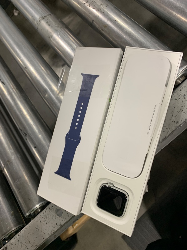 Photo 1 of Apple Watch SE (2nd Gen) [GPS 40mm] Smartwatch with Silver Aluminum Case with Denim Sport Band S/M. Fitness and Sleep Trackers, Crash Detection, Heart Rate Monitor, Retina Display