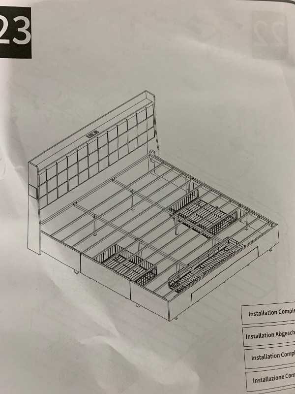 Photo 1 of Rolanstar Bed Frame Queen Size with Charging Station and LED Lights, Upholstered Storage Headboard with Drawers, Heavy Duty Metal Slats, No Box Spring Needed, Noise Free, Easy Assembly, Dark Grey

