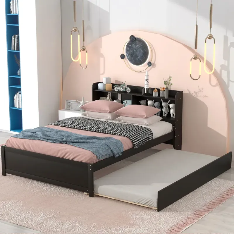 Photo 1 of Full Bed with Trundle, Bookcase, Espresso
