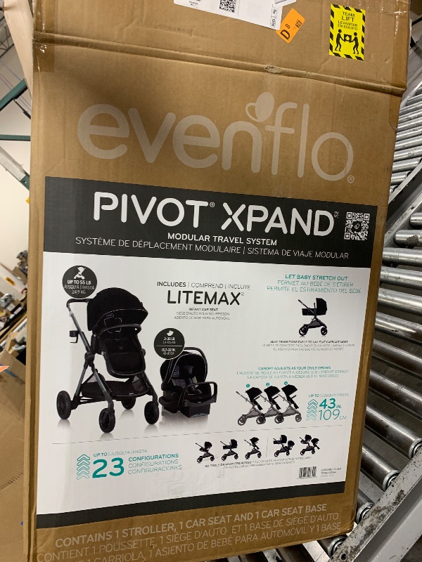 Photo 1 of Evenflo Pivot Xpand Modular Travel System with LiteMax Infant Car Seat (Ayrshire Black)