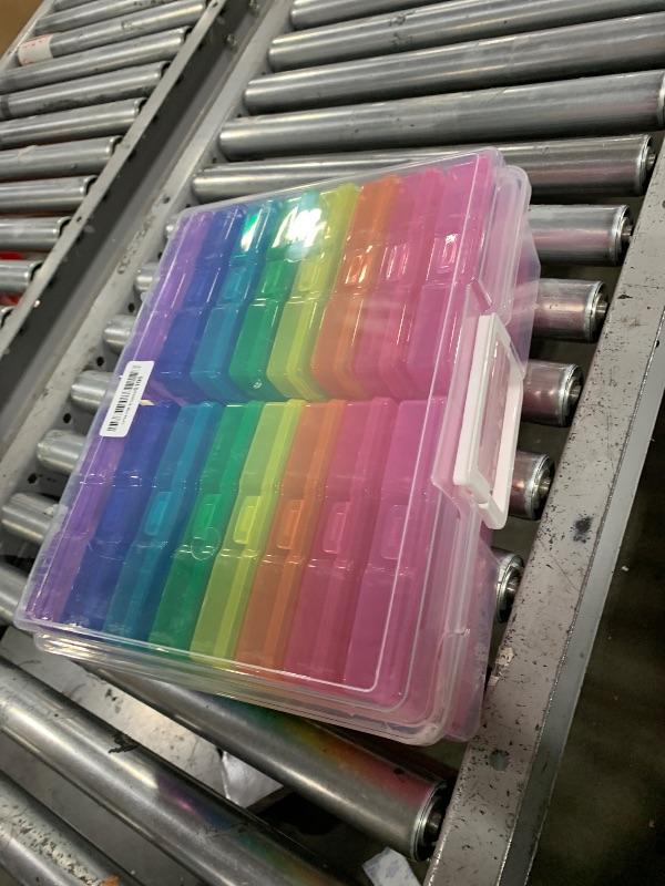 Photo 1 of novelinks Transparent 4" x 6" Photo Cases and Clear Craft Keeper with Handle - 16 Inner Cases Plastic Storage Container Box (Multi-colored)