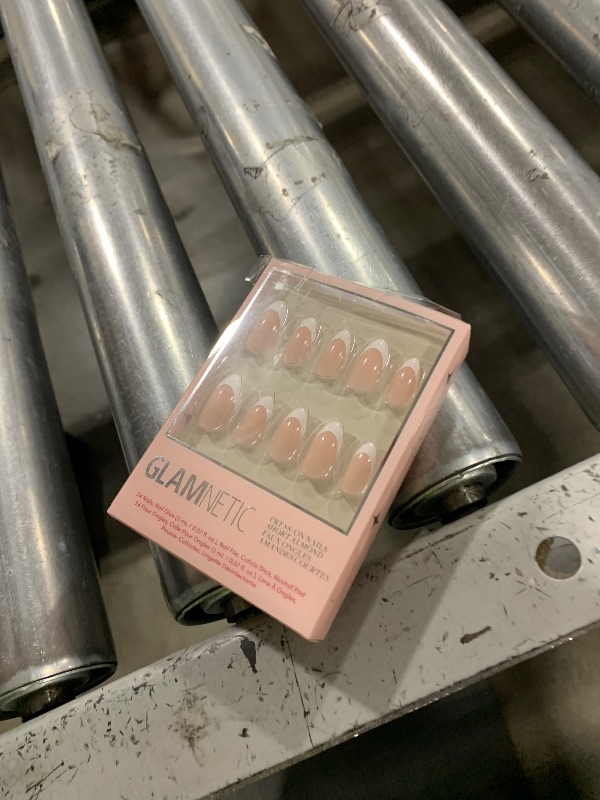 Photo 1 of Glamnetic Press On Nails - MaDamn | French Tip Nails, UV Finish Short Pointed Almond Shape, Salon Quality Semi-Transparent Nails in 12 Sizes - 24 Nail Kit with Glue
