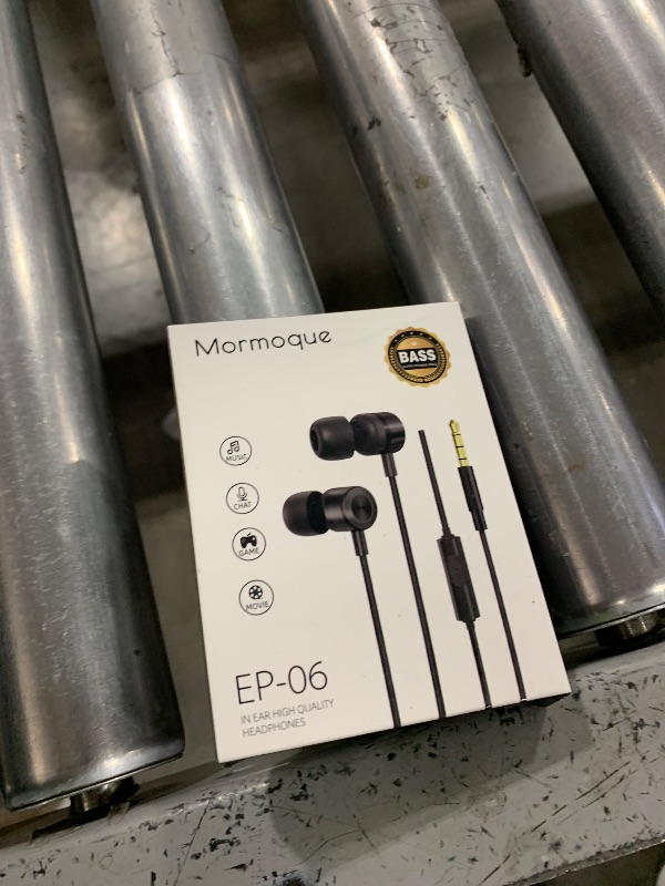Photo 1 of MORMOQUE EP-06 Wired Earbuds in-Ear Earphones,Build-in Microphone Noise Isolating Headphones,3.5mm Jack 4.9ft Long Cord Ear Buds,HD Bass Audio,with 6 Ear Tips,for Smartphones/Laptop/Computer Etc-Black