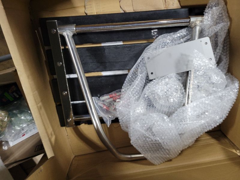 Photo 1 of 17 Inchs Folding Shower Seat Wall Mounted, Foldable Shower Bench for Small Spaces, 400lb Capacity (Black)