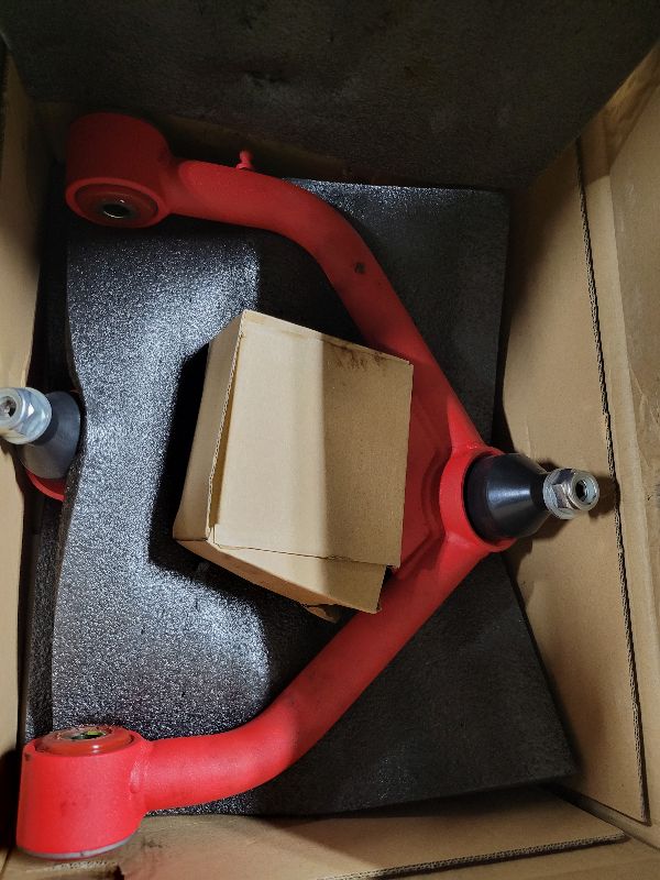 Photo 1 of 2-4" Lift Front Upper Control Arm for 2009-2025 Ram 1500, PU Bushings, 2 Replacement Ball Joints, Wrinkle Red