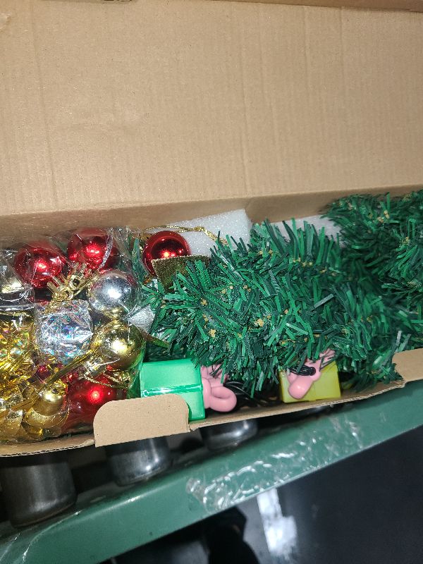 Photo 1 of 2 Pack Solar Mini Christmas Tree Decorations Lights, 30 Inch 8 Flashing Modes Waterproof Xmas Decor, 60 LED Lights with Ornaments 6 Lighted Gift Boxes for Porch Pathway Yard Garden (Warm White)