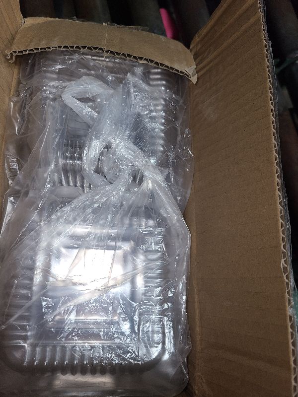 Photo 1 of 100 Pack 5 x 5 inch Clear Plastic Disposable Clamshell Container,Hinged Take Out Clamshell Dessert Container with Lid Takeout Tray Disposable Food Clamshell Containers for Dessert,Cakes,Sandwiches