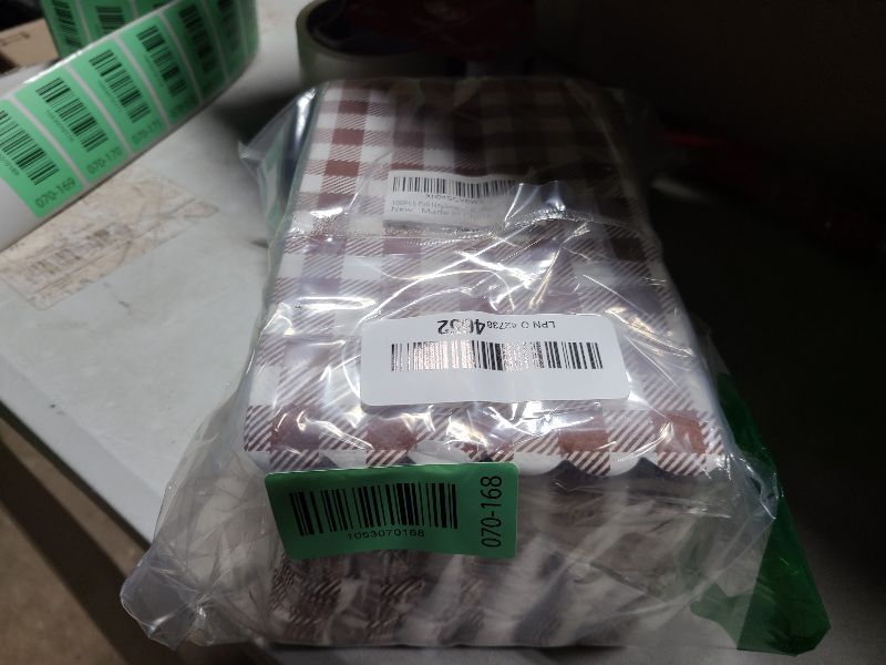 Photo 1 of 100Pcs Brown Gingham Napkins Disposable - Brown and White Paper Napkins Buffalo Plaid Dinner Scalloped Napkin for Bathroom Picnic BBQ Bridal Shower Birthday Wedding Party Supplies 13"x15.8"