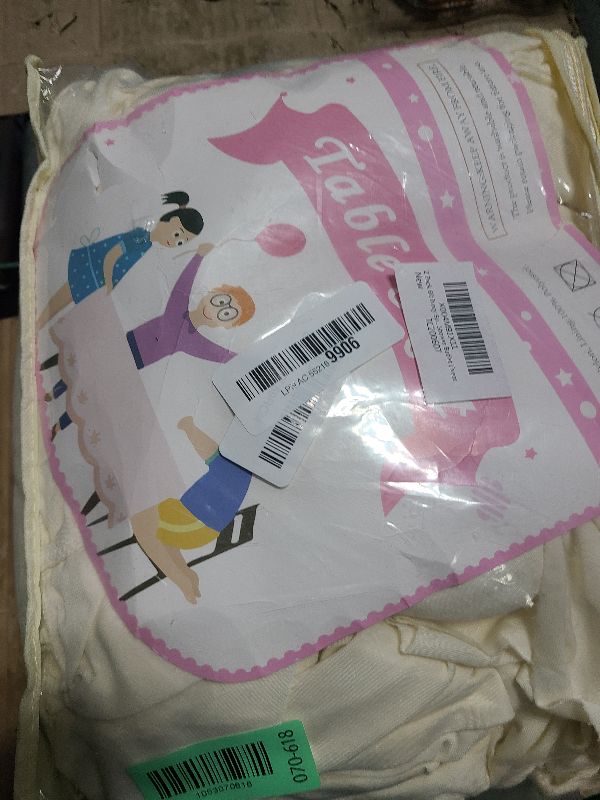 Photo 1 of 2 Pack 6ft Ivory Spandex Table Cloths for Rectangle Tables Wrinkle Free Ivory Rectangle Tablecloths Stretch Fitted 6 foot Table Cover with Skirt for Wedding Birthday Party Banquet Baby Shower Buffet