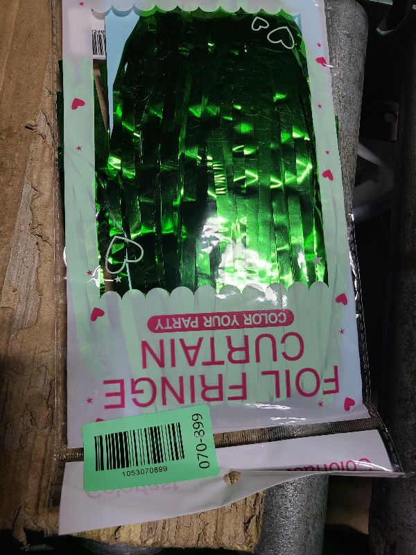 Photo 1 of 2 Pack Green Streamers Backdrop Jungle Party Decorations Foil Fringe Backdrop Curtains Photo Booth Backdrop for Birthday Dinosaur Animal St Patrick's Day Football Christmas Party Decorations