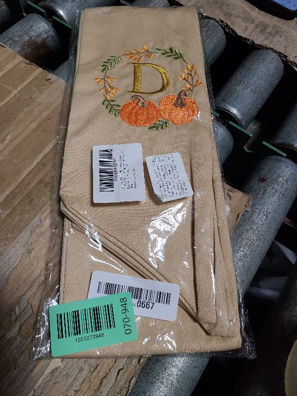 Photo 1 of 2 Pcs Fall Wreath Sash for Front Door Embroidery Monogram Pumpkin Ribbon Sash for Fall Thansgiving Yard Porch Decor (Letter D)