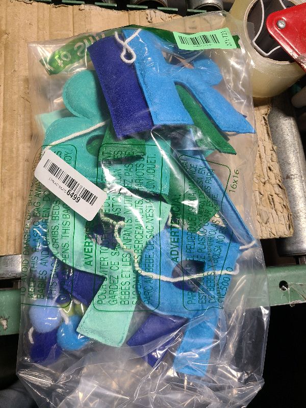 Photo 1 of 2 PCS Pre-Strung 3D Felt Happy Birthday Banner - Reusable Blue and Green Happy Birthday Decorations Sign,Handmade Wool Felt Ball Garland, Pom Pom Garland, Party Decor, Photo Prop