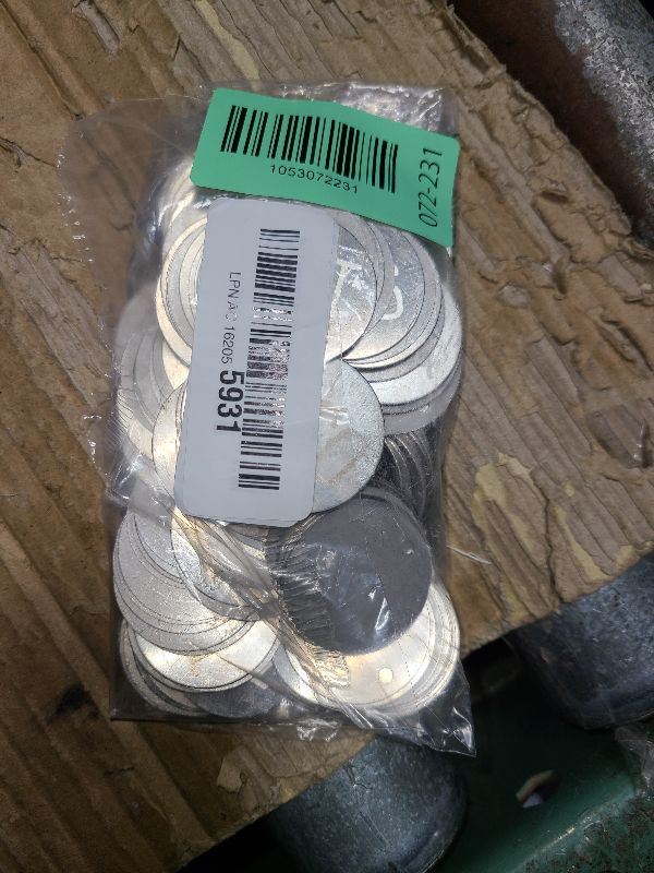 Photo 1 of Round Tag 1-1/4 Inch Small Circle Metal Tags Number Options 001-050 Stamping Tag with Hole for Pets, Plants, Doors (200 Pieces)