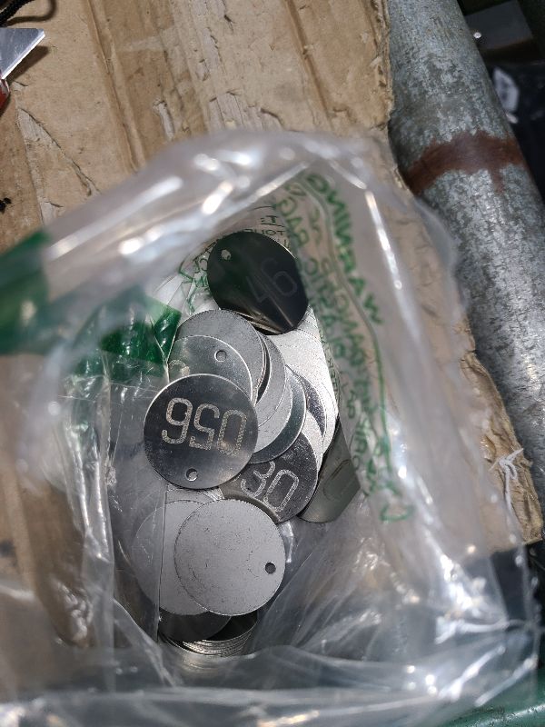 Photo 2 of Round Tag 1-1/4 Inch Small Circle Metal Tags Number Options 001-050 Stamping Tag with Hole for Pets, Plants, Doors (200 Pieces)