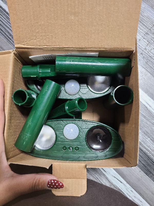 Photo 1 of 2 Pack Outdoor Solar Animal Repeller - Ultrasonic & Strobe Light, Deterrent for Cats, Dogs, Raccoons, Rabbits, Skunks, Foxes & More