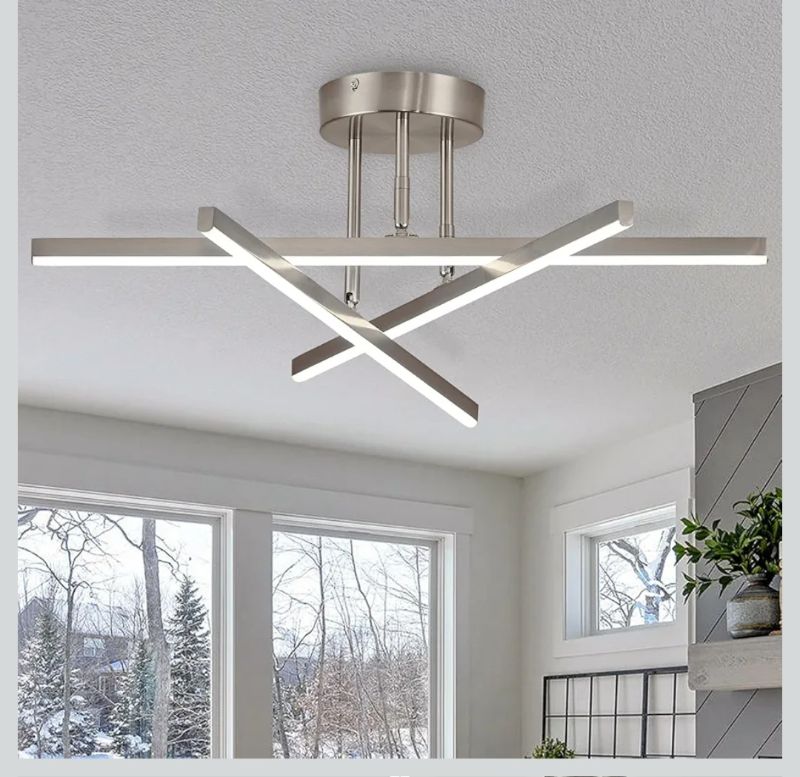 Photo 1 of (165)
Modern LED Chandelier 18W Dimmable Nickel Semi Flush Mount Ceiling Light Fixture for Kitchen Dining Room Foyer Entry, 23.82"