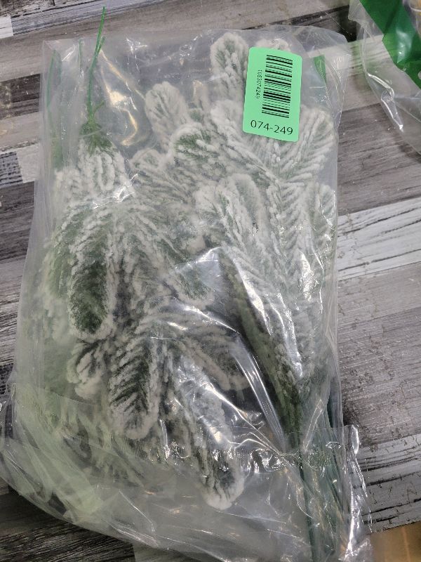 Photo 1 of 12Pcs Snowy Artificial Pine Needles - Branches Twigs 10.6" Frosted Pine Picks Greenery Stems for Crafts, Wreaths, Garlands - Holiday Decor