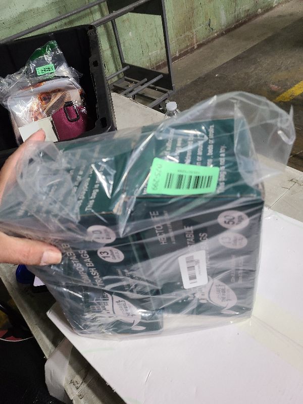 Photo 1 of 13 Gallon,100 Count, Compostable Trash Bags with Drawstring,Tear Resistant Kitchen Food Scrap Waste Bag, ASTM D6400, US BPI and Europe OK Compost Home Certified