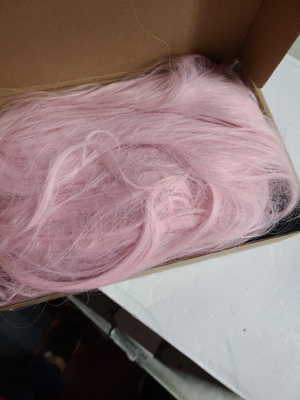 View 2 of 100cm / 40inch Universal Anime Costume Wig with 2 Hair Caps for Cosplay, Halloween & Themed Parties (Light Pink)