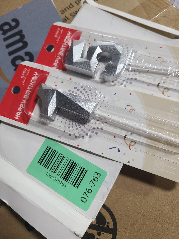 Photo 1 of 15th & 51st Birthday Candles for Cake, Silver Number 15 51 3D Diamond Shaped Candle Birthday Decorations Party Supplies for Girls, Boys, Women or Men