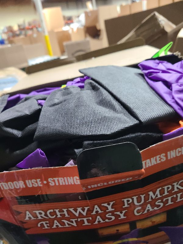 Photo 1 of 11FT Giant Halloween Inflatables Pumpkin Castle Archway with Ghost and Trick or Treat LED Lights 2025 Outdoor Blow up Haunted House Arch for Outside Yard, Lawn,Patio,Garden Party Decor