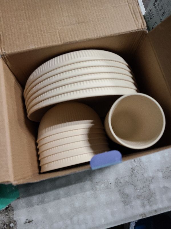 Photo 1 of 18PCS Wheat Straw Dinnerware Sets Unbreakable Reusable Dinnerware Set for 6, Microwave Dishwasher Safe Dinnerware for Outdoor Camping Dishes