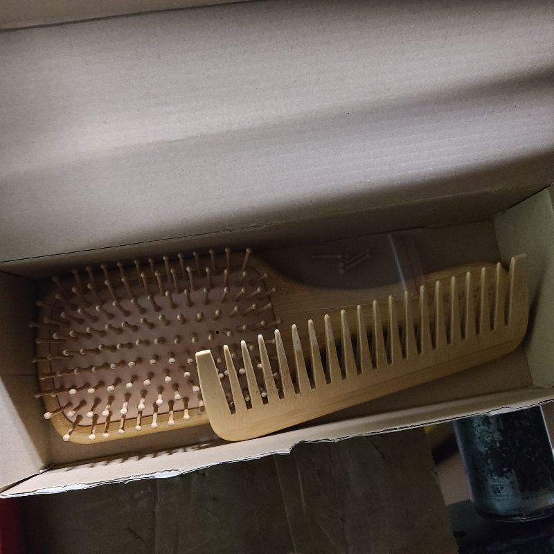 View 2 of 100% Bamboo Hair Brushes and Comb Set by Combetter, Comb for Women and Detangling, Great on All Hair, Eco-Friendly and Handmade for Women Men and Kids