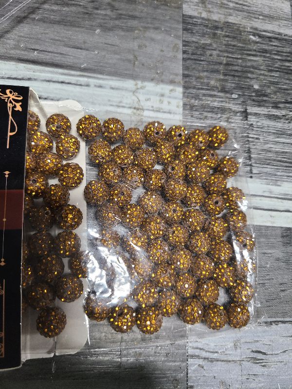 Photo 1 of 150 Pcs Brown Rhinestone Beads for Jewelry Making, Sparkle Crystal Clay Christmas for Bracelet Baseball Necklace Earring Crafting and DIY, Shiny Round Shamballa Disco Ball Beads Bulk