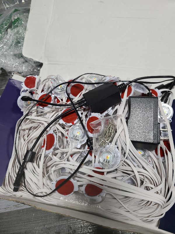 Photo 1 of 100FT Permanent Outdoor RGB Lights - IP67 Waterproof with Smart App Control Remote, DIY Scene Modes, Music Synchronization, Eaves Lights For Garden Decor, Deck, Christmas, Party, Party, Halloween,Roof