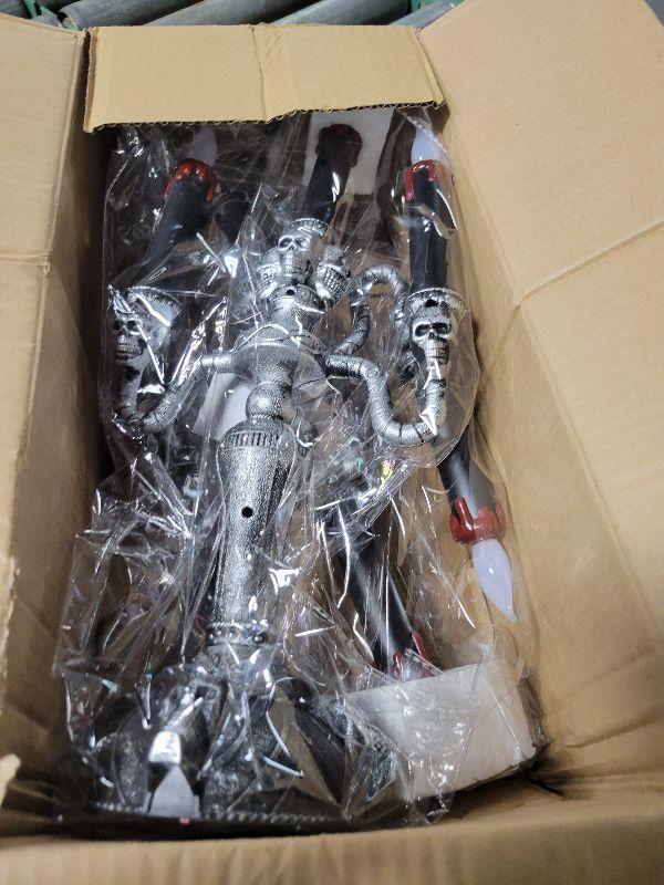 Photo 1 of [ Extra Large ] 2 Pack Halloween Candelabra with LED Flame Less Candles Holder Battery Operated Flickering Lights Skull Candles for Halloween Decorations Indoor Home Table Party Haunted Mansion Decor