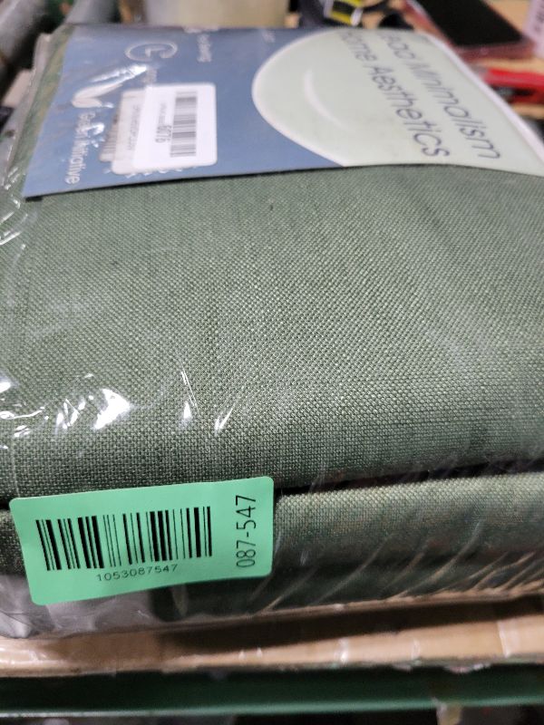 Photo 1 of 100% Blackout Linen Curtains 102 Inches Long 2 Panels Set for Bedroom Olive Green Back Tab Black Out Curtain Modern Urban Noise Cancelling Total Light Blocking Window Curtains 102 Length 52X102