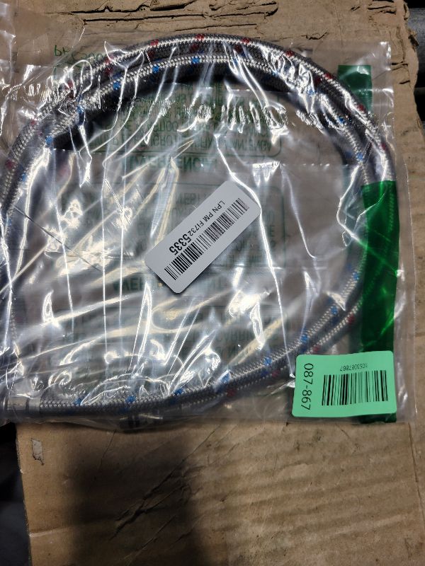 Photo 1 of 2 PCS Faucet Hose, 24 Inch Faucet Supply Lines Bathroom Kitchen Faucets Lines Braided Stainless Steel Supply Hose for Hot and Cold Water Supply?3/8-Inch Female Compression Thread X M10 Male Connector?