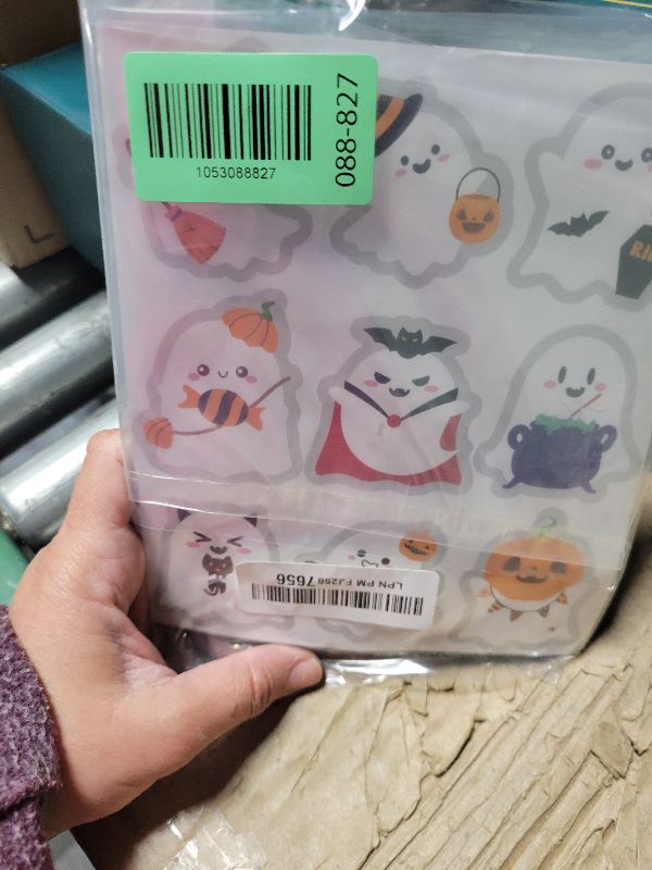 Photo 1 of 135Pcs Cute Halloween Stickers Bulk, 2 Inch Self-Adhesive White Ghost Labels for Crafts, Cards, Gifts, and Halloween Party Supplies