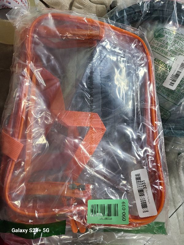 Photo 1 of 2 PACK ORANGE Colors Large Toy Storage Bags, Reusable Clear PVC Board Game Storage, Toy Organizers and Storage Bags with Zipper for Building Blocks, Puzzle and Handmade Accessories, Clear Toiletry Bag