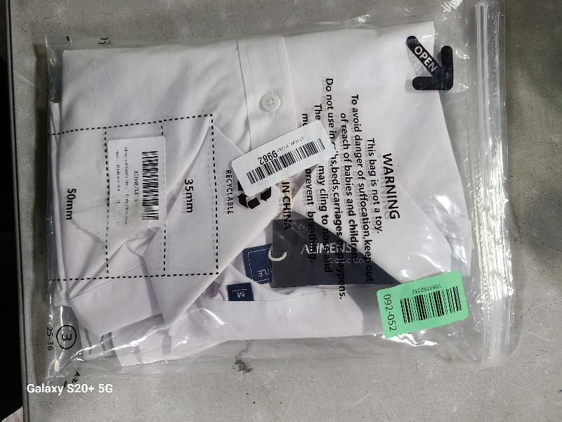 Photo 1 of Alimens & Gentle White Button Down Shirt Men Regular Fit Stretch Stain Shield Long Sleeve Solid Party Wedding Shirts,White,Medium