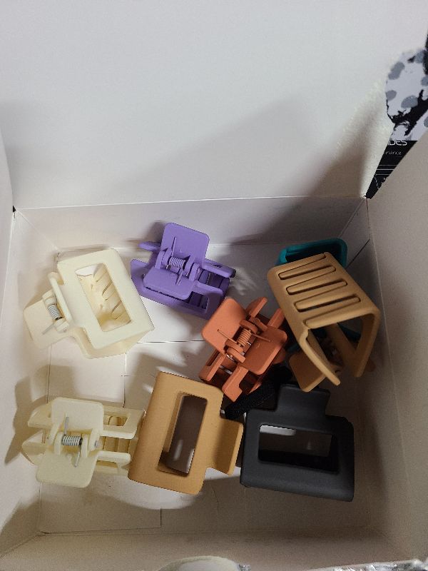 Photo 1 of 18 Pack Square Small Hair Clips for Women Girls,2 Inch Matte Rubber Coating Medium Claw Clips Thin Short Hair,Strong Hold Jaw Clips(Neutral Color Hair Accessories)