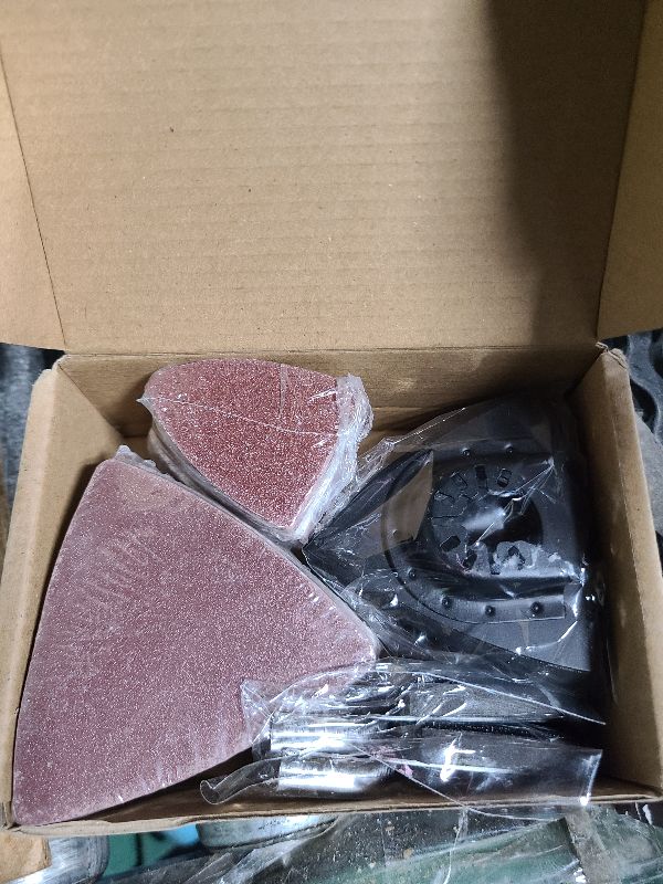 Photo 1 of 104Pcs Oscillating Tool Detail Sanding Pads Kit 2Pcs Triangle Sanding Pads and 2Pcs Finger Sanding Pad 100Pcs Multitool Sandpaper Grit Fit for Finishing Wood Sanding Plaster