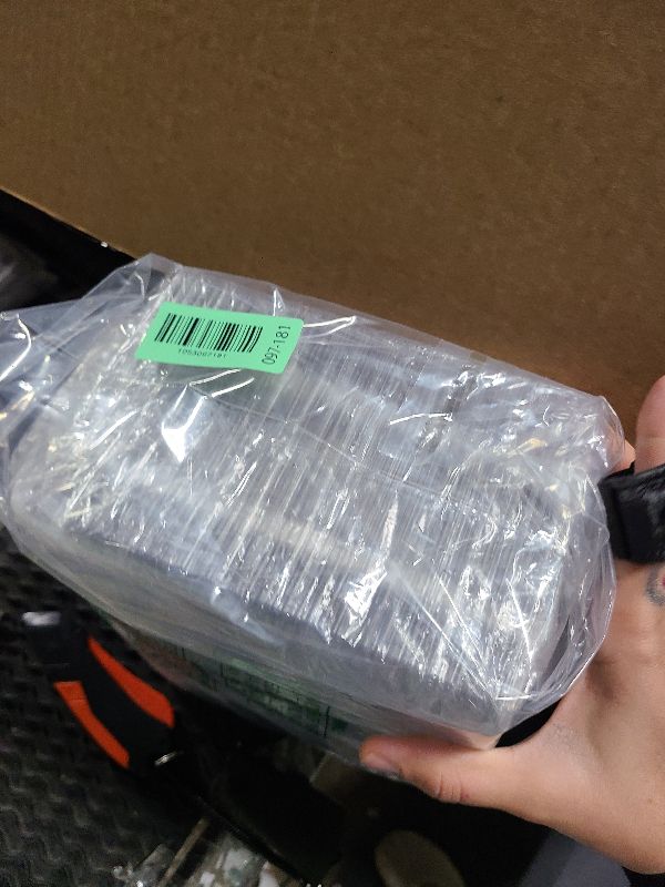 Photo 1 of 200 Count Clear Plastic Hinged Take Out Containers Clamshell Takeout Tray Food Clamshell Containers Outside Diameter for Dessert, Snacksetc, Cakes Slice, Cookies, Salads